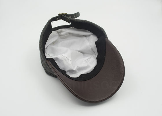 남녀 공통 가죽/모직 군 모자는 브라운 가죽 빌을 58 CM 구부렸습니다