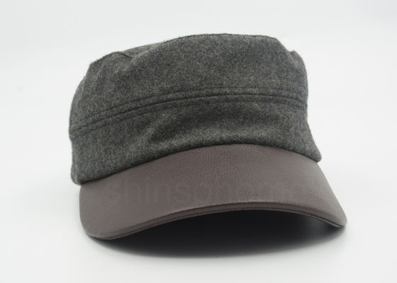 남녀 공통 가죽/모직 군 모자는 브라운 가죽 빌을 58 CM 구부렸습니다