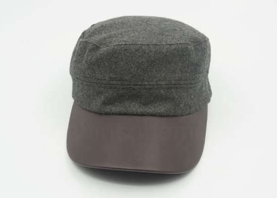 남녀 공통 가죽/모직 군 모자는 브라운 가죽 빌을 58 CM 구부렸습니다